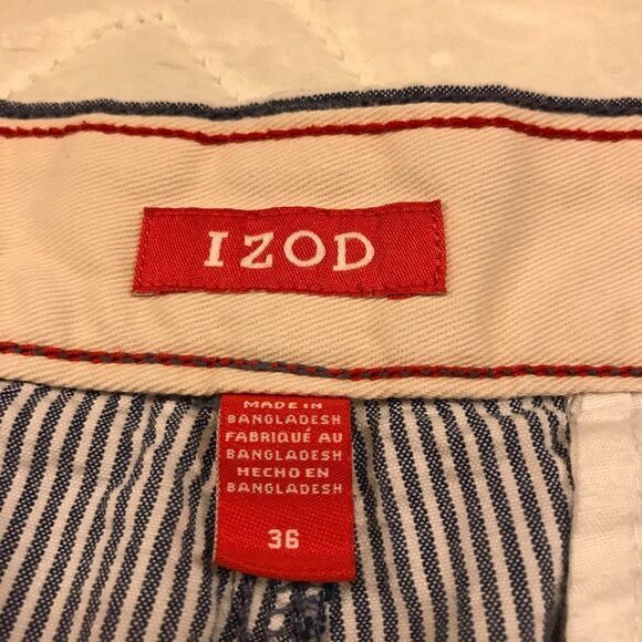 Izod blue/white stripe casual/golf shorts size 36 - Picture 2 of 4